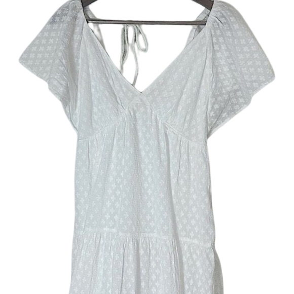 NWT Madewell White Crinkled Georgette Maxi Dress V-Neck Flutter Sleeves Size 8 - Picture 13 of 16